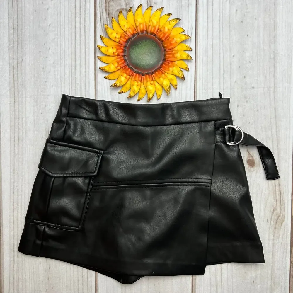 zara kids faux‎ leather skort 7